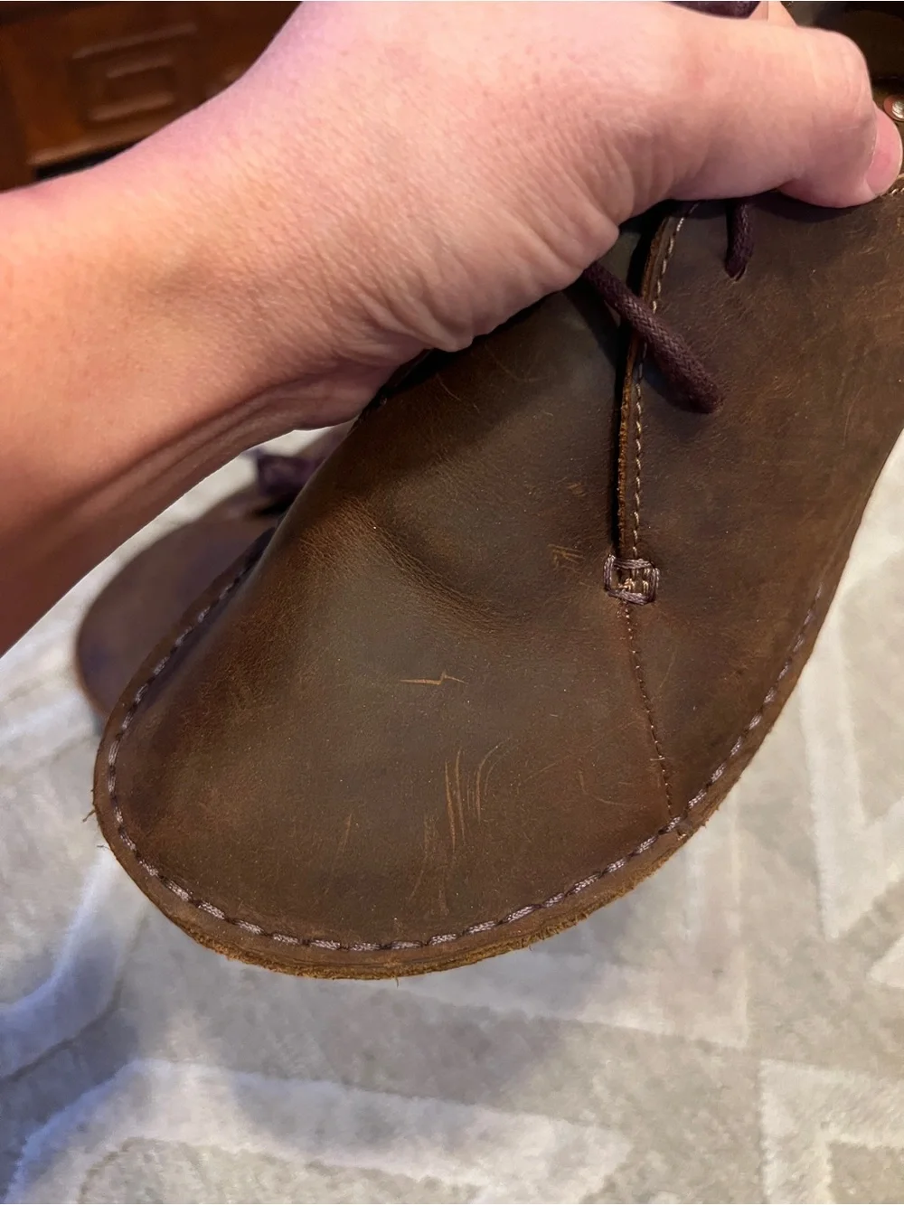 Clarks women’s Janey Mae Brown beeswax Leather Lace-Up Shoe size 8